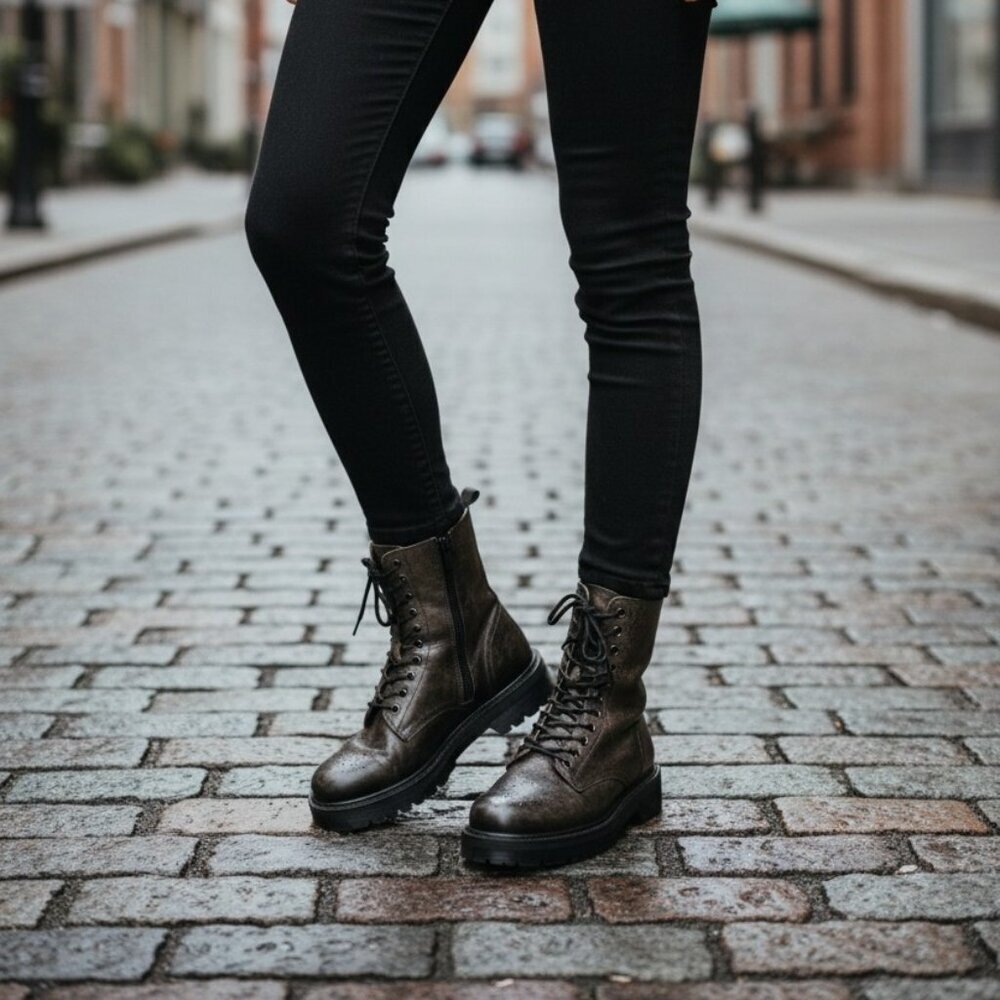 Bos. & Co. FELETA Dark Gray Round Toe Boots - Size US 6.5, EU 37